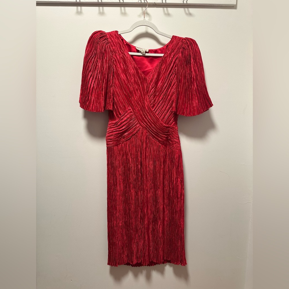 Mary McFadden Couture Vintage Red Fortuny Pleat Dress Sz 8